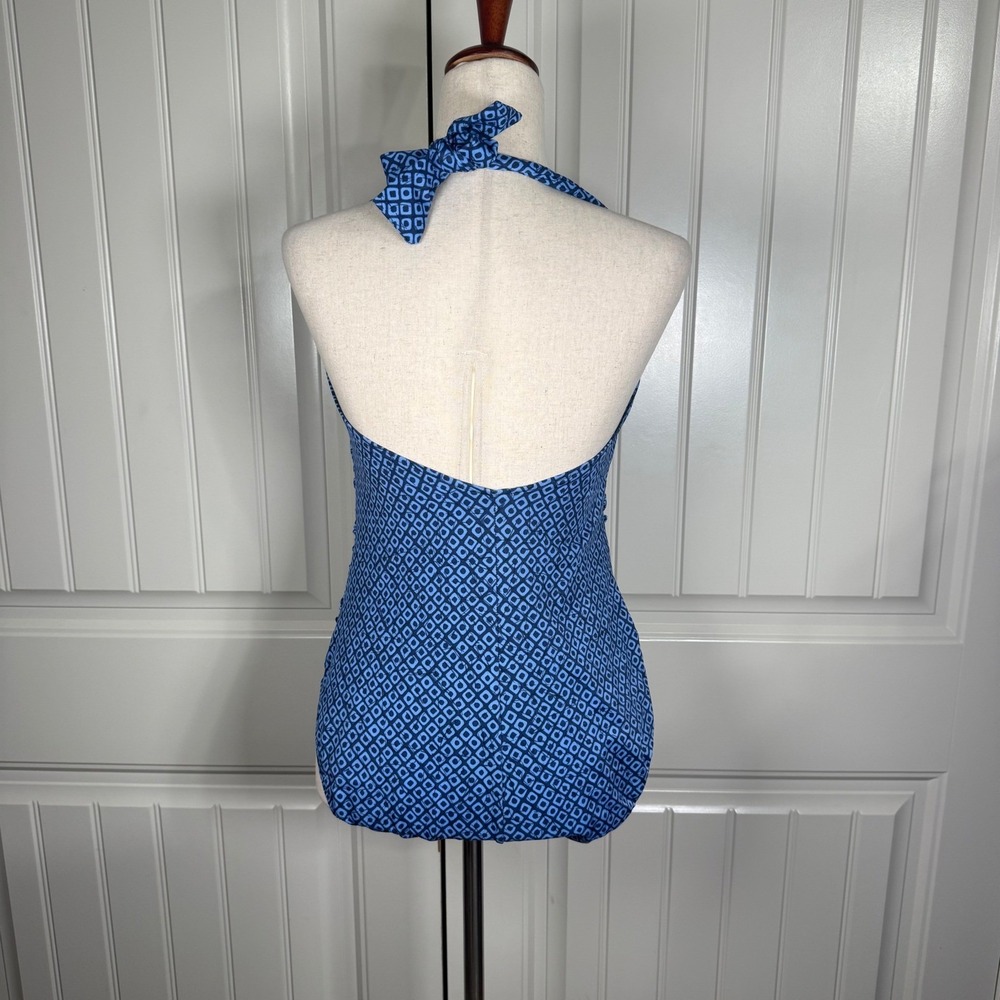 Lands' End Swimsuit One Piece Womens‎ 14 Blue Nylon Classic Ruched Tummy Control - Picture 4 of 9